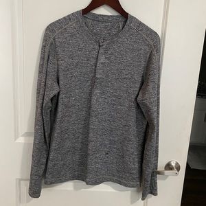 Lululemon Medium Black and Grey Henley Long Sleeve